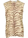 Stella Mccartney Tiger-print Silk Top In Neutrals