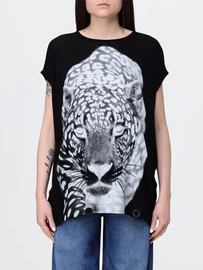 Stella Mccartney Tiger Print Viscose Blend T-shirt In Black