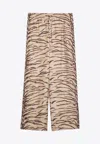 Stella Mccartney Tiger Print Wide-leg Silk Pants In Beige