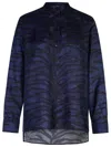 Stella Mccartney Tiger Printed Stitch Detailed Shirt In Azzurro/fantasia