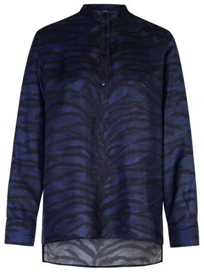 Stella Mccartney Tiger Printed Stitch Detailed Shirt In Blue