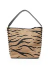 Stella Mccartney Tiger Stripe Raffia Tote In Brown