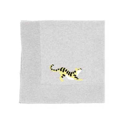 Stella Mccartney Kids' Tigers Intarsia Cotton Blanket In Gold