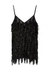 Stella Mccartney Sleeveless Glitter Tassel V-neck Top In Black