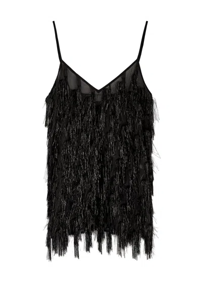 STELLA MCCARTNEY STELLA MCCARTNEY TINSEL-FRINGED CHIFFON TOP
