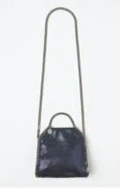 Stella Mccartney Tiny Eco Shiny Dotted Chamois Tote Bag In Blue