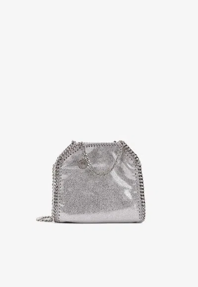 Stella Mccartney Tiny Falabella Crossbody Bag In Silver