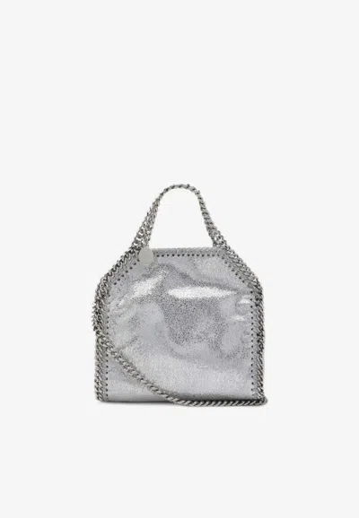 Stella Mccartney Tiny Falabella Faux Leather Tote Bag In Silver