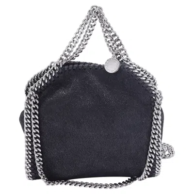 Stella Mccartney Tiny Falabella Tote Bag In Black Shaggy Deer In Blue