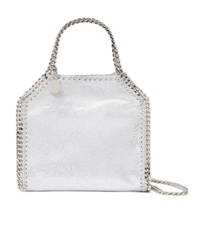 Stella Mccartney Tiny Metallic Faux Suede Tote Bag In White