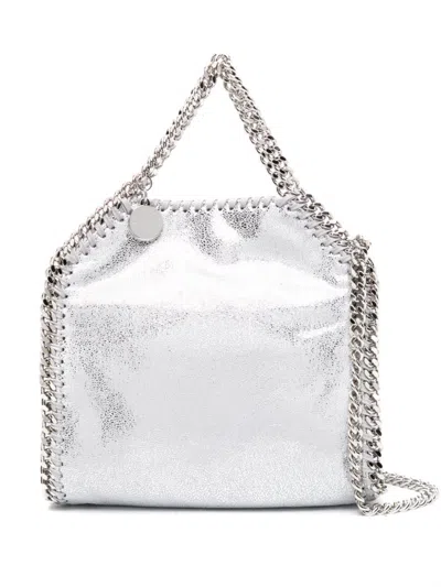 Stella Mccartney Tiny Tote Bag With Metallic Effect In Silver