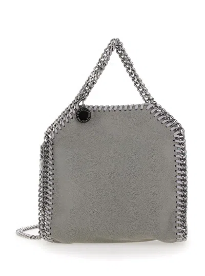 Stella Mccartney '3chain' Tiny Grey Tote Bag With Logo Engraved On Charm In Faux Leather Woman