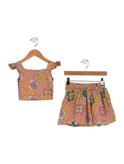 Pre-owned Stella Mccartney Babies' Toddler Girls' Floral Skirt Set In Orange