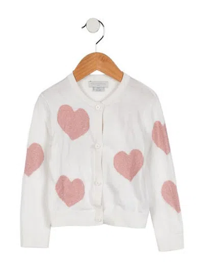 Pre-owned Stella Mccartney Babies' Toddler Girls' Metallic Heart Pattern Cardigan In Metallic/pink/white