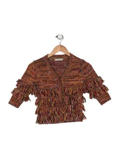 Pre-owned Stella Mccartney Babies' Toddler Girls Wool Knit Patterned Sweater In Red