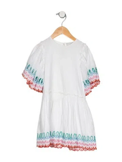 Pre-owned Stella Mccartney Babies' Toddlers' Girls Scalloped Short-sleeve Dress In White
