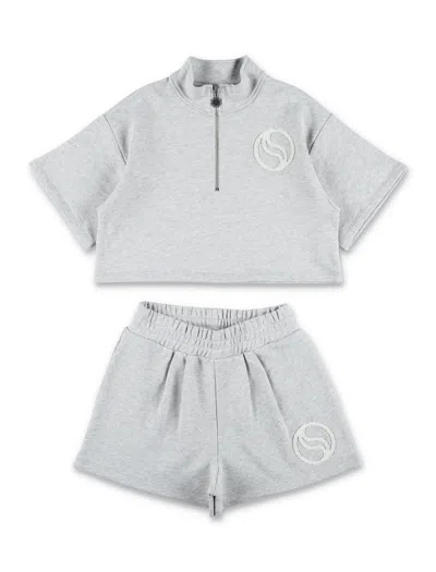 Stella Mccartney Top And Shorts Set For Kids In Gray