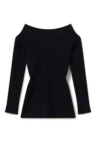 Stella Mccartney Straight-neck Long-sleeve Top In Black