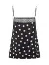Stella Mccartney Mesh Detail Polka Dot Spaghetti Strap Top In Black