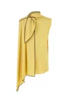 Stella Mccartney Tie Detail Draped Neckline Satin Dress In Camomile