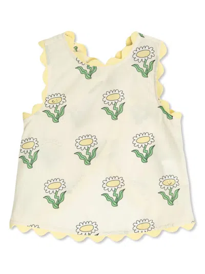 Stella Mccartney Kids' Floral Cotton Top In Cream