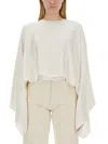 Stella Mccartney Layered Panel Long Sleeve Semi-sheer Shirt In Bianco