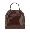 Stella Mccartney Chain Strap Shoulder Bag With Glossy Finish In Brown