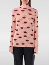 Stella Mccartney Long-sleeve Lips Print Turtleneck Top In Pink