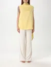 Stella Mccartney Tie Detail Draped Neckline Satin Dress In Yellow