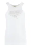 Stella Mccartney White Crochet Cutout Tank Top In White