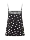 Stella Mccartney Mesh Detail Polka Dot Spaghetti Strap Top In Black/cream