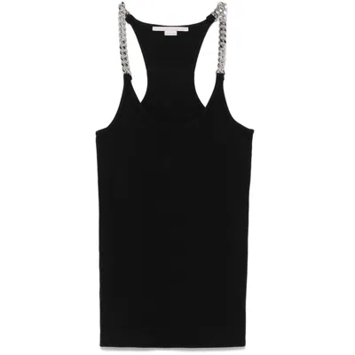 Stella Mccartney Sleeveless Top With Chain-link Detailing In Black