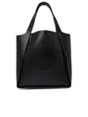 Stella Mccartney Perforated Logo Vegan Leather Tote Bag In Black