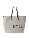 Stella Mccartney Logo Canvas Shopper Tote Bag In Blue