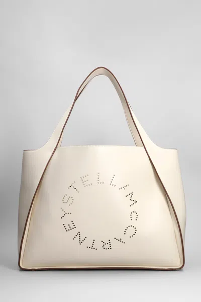 Stella Mccartney Tote In White Faux Leather In Burgundy