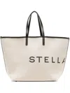 Stella Mccartney Spacious Structured Tote Bag With Bold Logo In Beige