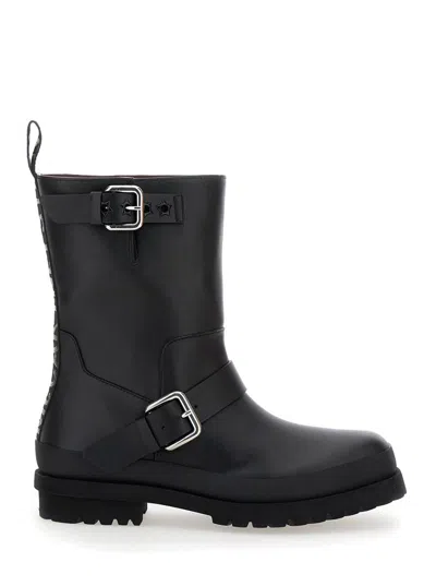 STELLA MCCARTNEY 'TRACE' BLACK ANKLE BOOTS WITH BUCKLE IN TECH FABRIC WOMAN