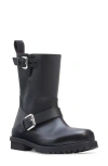 Stella Mccartney Black Trace Buckle-strap Biker Boots In Black