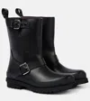 Stella Mccartney Black Trace Buckle-strap Biker Boots In Black
