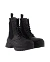 Stella Mccartney Trace Recycled Knit Combat Booties In Black