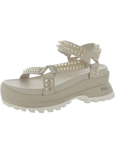 Stella Mccartney Trace Womens Faux Leather Studded Flatform Sandals In White