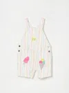 Stella Mccartney White Ungarees For Baby Girl With Ice Cream In Ivory