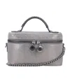 Stella Mccartney Metallic Top Handle Chain Strap Clutch Bag In Gray