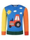 Stella Mccartney Light Blue Sweater For Boy With Tractor In Blue