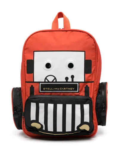 Stella Mccartney Kids' Tractor-motif Backpack In Orange