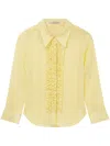 Stella Mccartney + Net Sustain Ruffled Organic Silk Crepe De Chine Shirt In Yellow