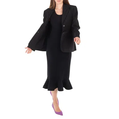 Stella Mccartney Tree Bark Jacquard Single-breasted Blazer In Black