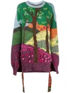 Stella Mccartney Tree Of Life Intarsia Wool And Cotton-blend Sweater In Green