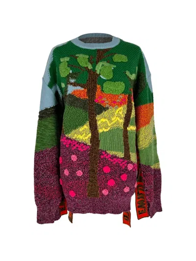Pre-owned Stella Mccartney Tree Of Life Jacquard Sweater In Green