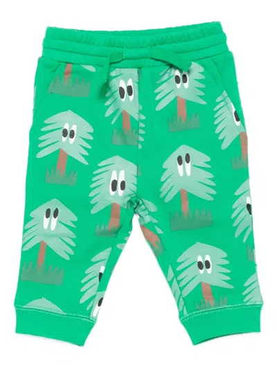 Stella Mccartney Babies' Tree-print Drawstring Trousers In Green